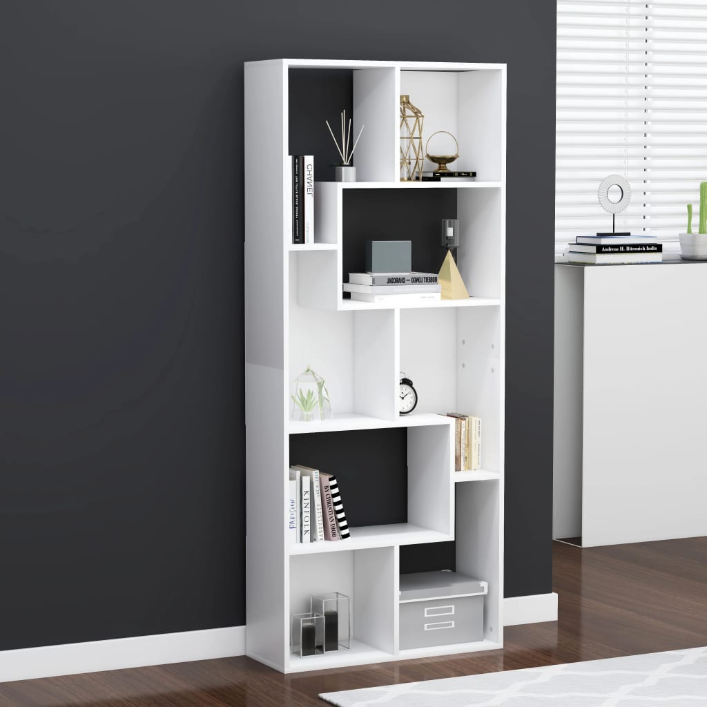 Bibliotecă, alb, 67x24x161 cm, lemn prelucrat