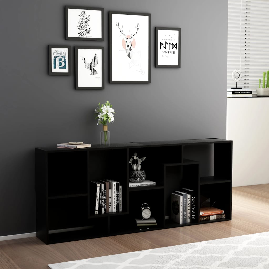 Bibliotecă, negru, 67 x 24 x 161 cm, lemn prelucrat