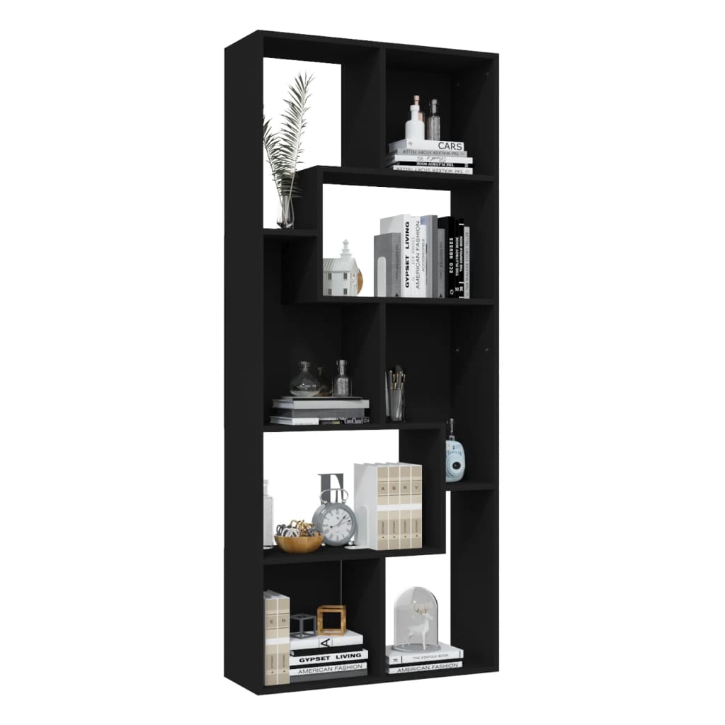 Bibliotecă, negru, 67 x 24 x 161 cm, lemn prelucrat