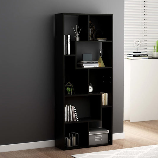 Bibliotecă, negru, 67 x 24 x 161 cm, lemn prelucrat
