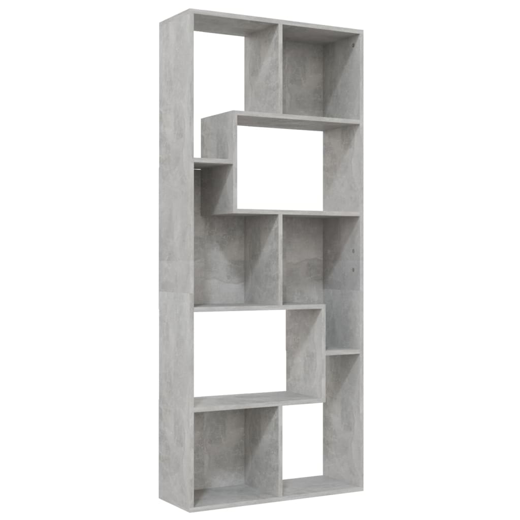 Bibliotecă, gri beton, 67x24x161 cm, lemn prelucrat