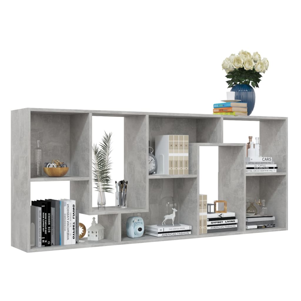 Bibliotecă, gri beton, 67x24x161 cm, lemn prelucrat