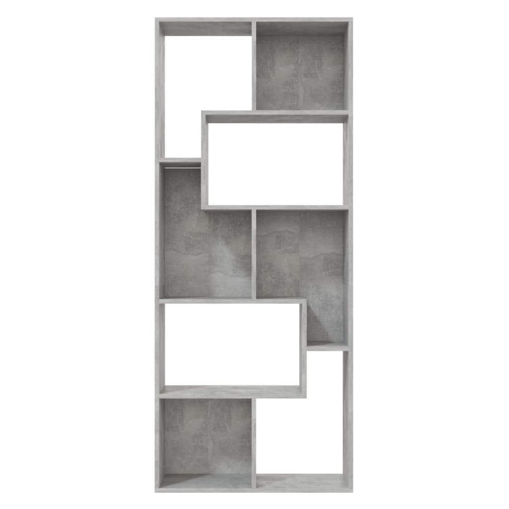 Bibliotecă, gri beton, 67x24x161 cm, lemn prelucrat