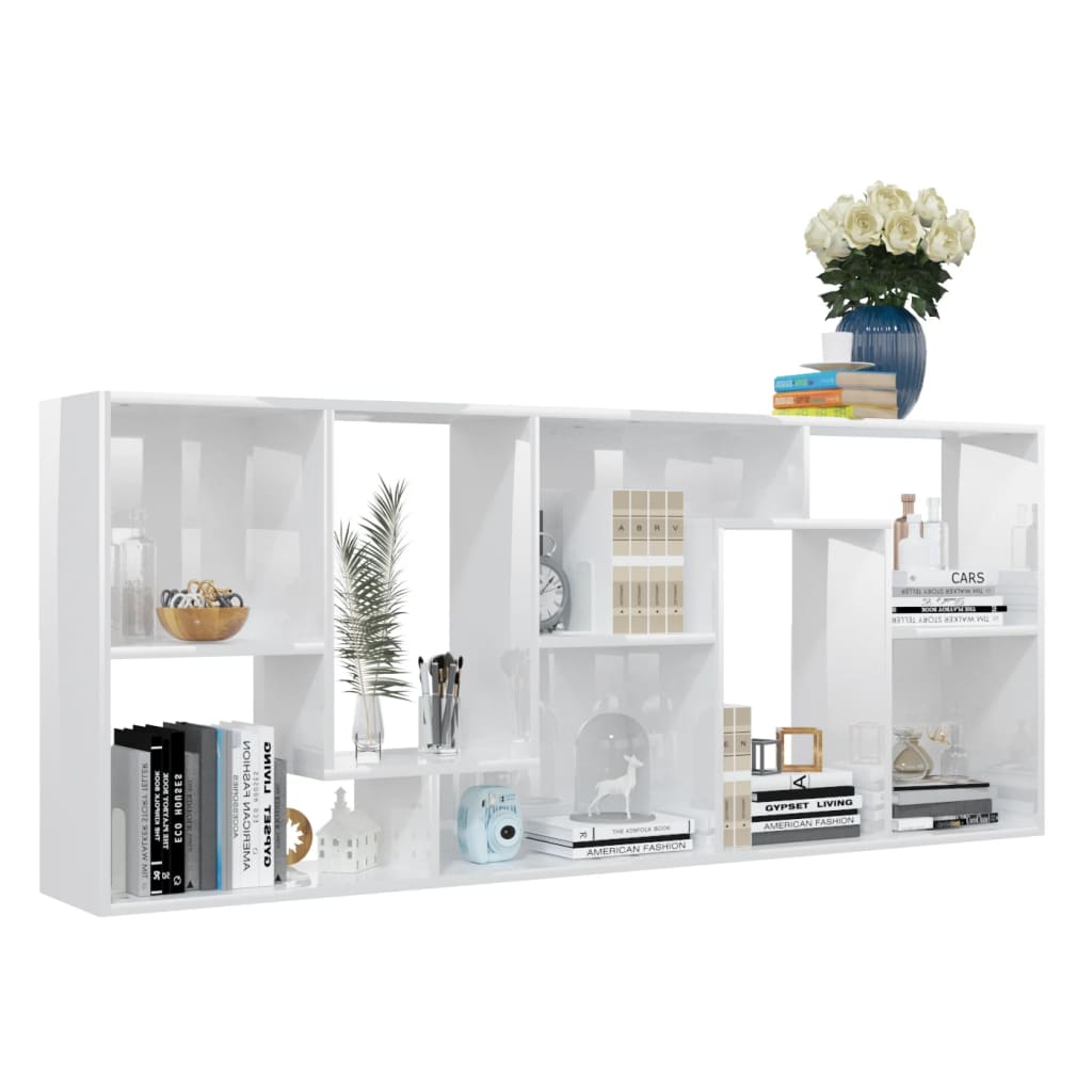 Bibliotecă, alb extralucios, 67 x 24 x 161 cm, lemn prelucrat