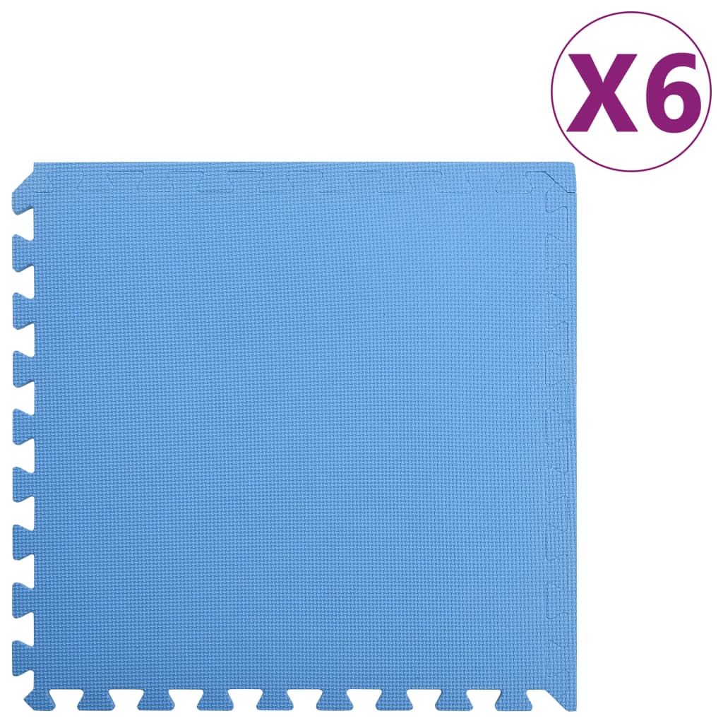Exercise mats, 6 pcs., blue, 2.16 ㎡, EVA foam