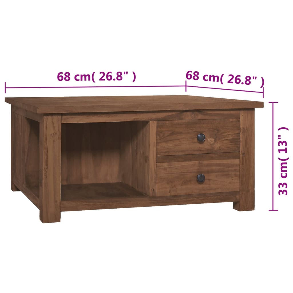 Coffee table, 68 x 68 x 33 cm, solid teak wood