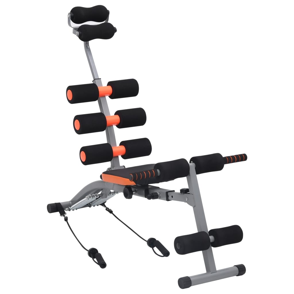 L-shaped abs machine with elastic cords