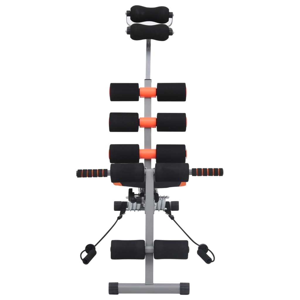 L-shaped abs machine with elastic cords