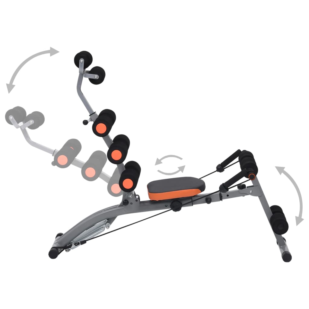 L-shaped abs machine with elastic cords