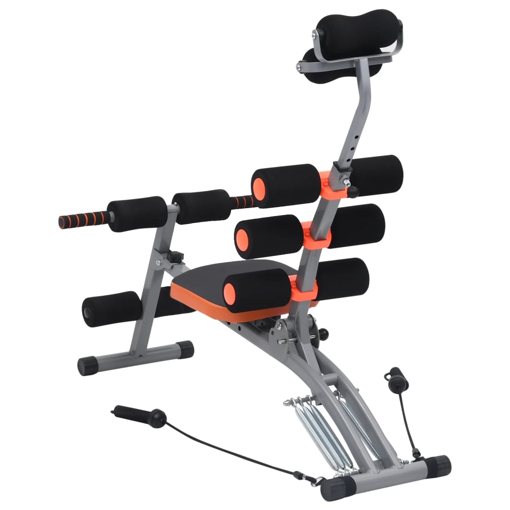 L-shaped abs machine with elastic cords