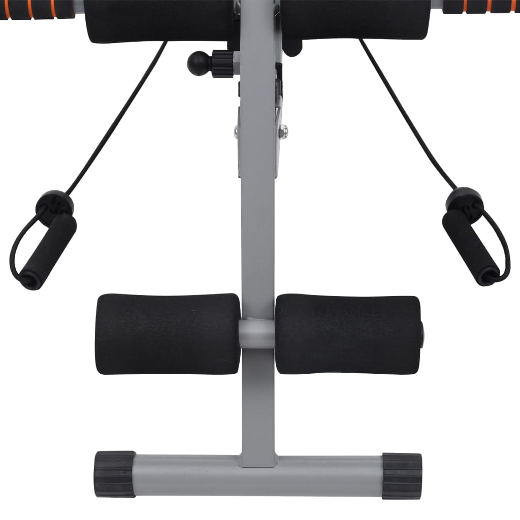 L-shaped abs machine with elastic cords