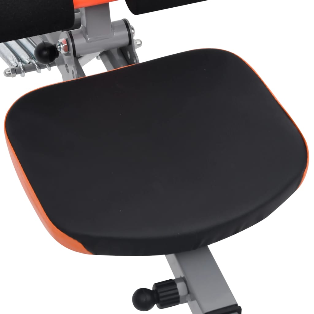 L-shaped abs machine with elastic cords