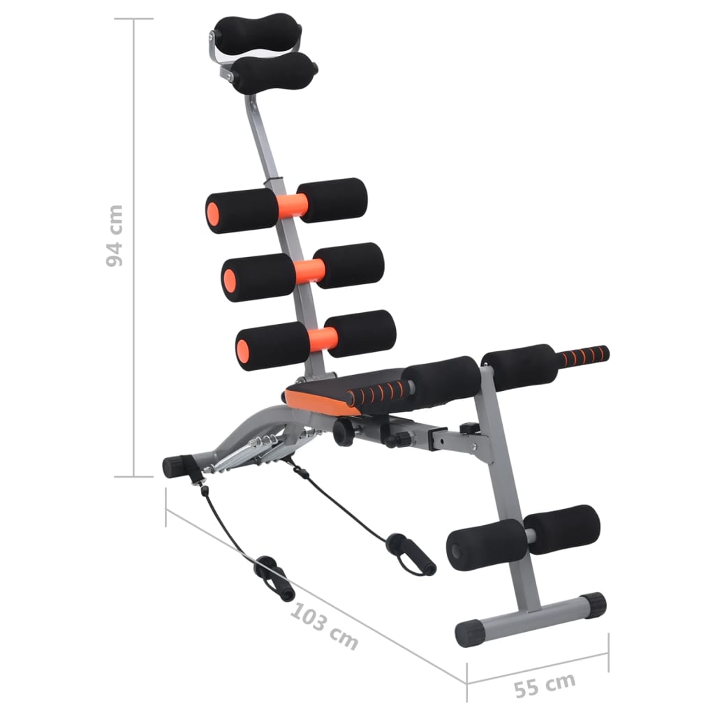 L-shaped abs machine with elastic cords