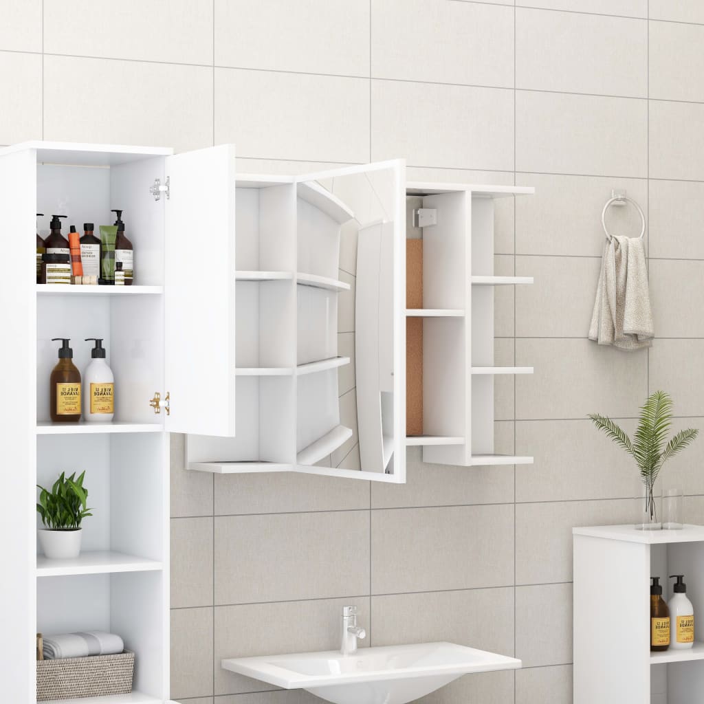 Bathroom cabinet with mirror, white, 80 x 20.5 x 64 cm, PAL