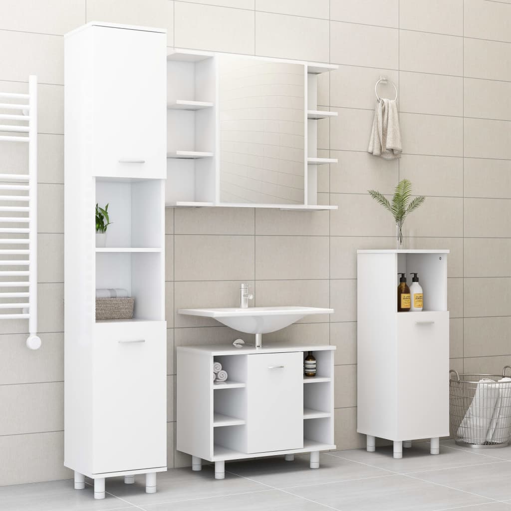 Bathroom cabinet with mirror, white, 80 x 20.5 x 64 cm, PAL