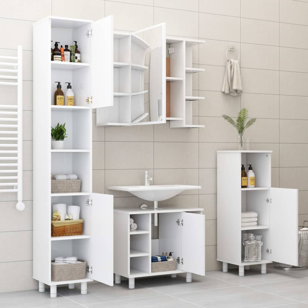 Bathroom cabinet with mirror, white, 80 x 20.5 x 64 cm, PAL