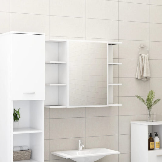 Bathroom cabinet with mirror, white, 80 x 20.5 x 64 cm, PAL