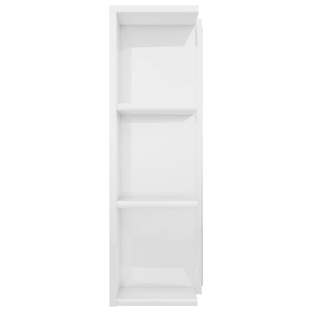 Bathroom cabinet with mirror, extra-glossy white, 80x20.5x64 cm, chipboard