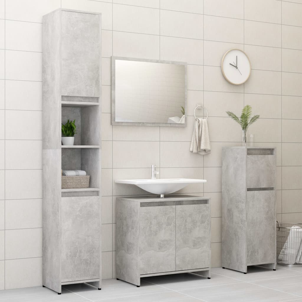 Bathroom cabinet, concrete grey, 30 x 30 x 95 cm, PAL