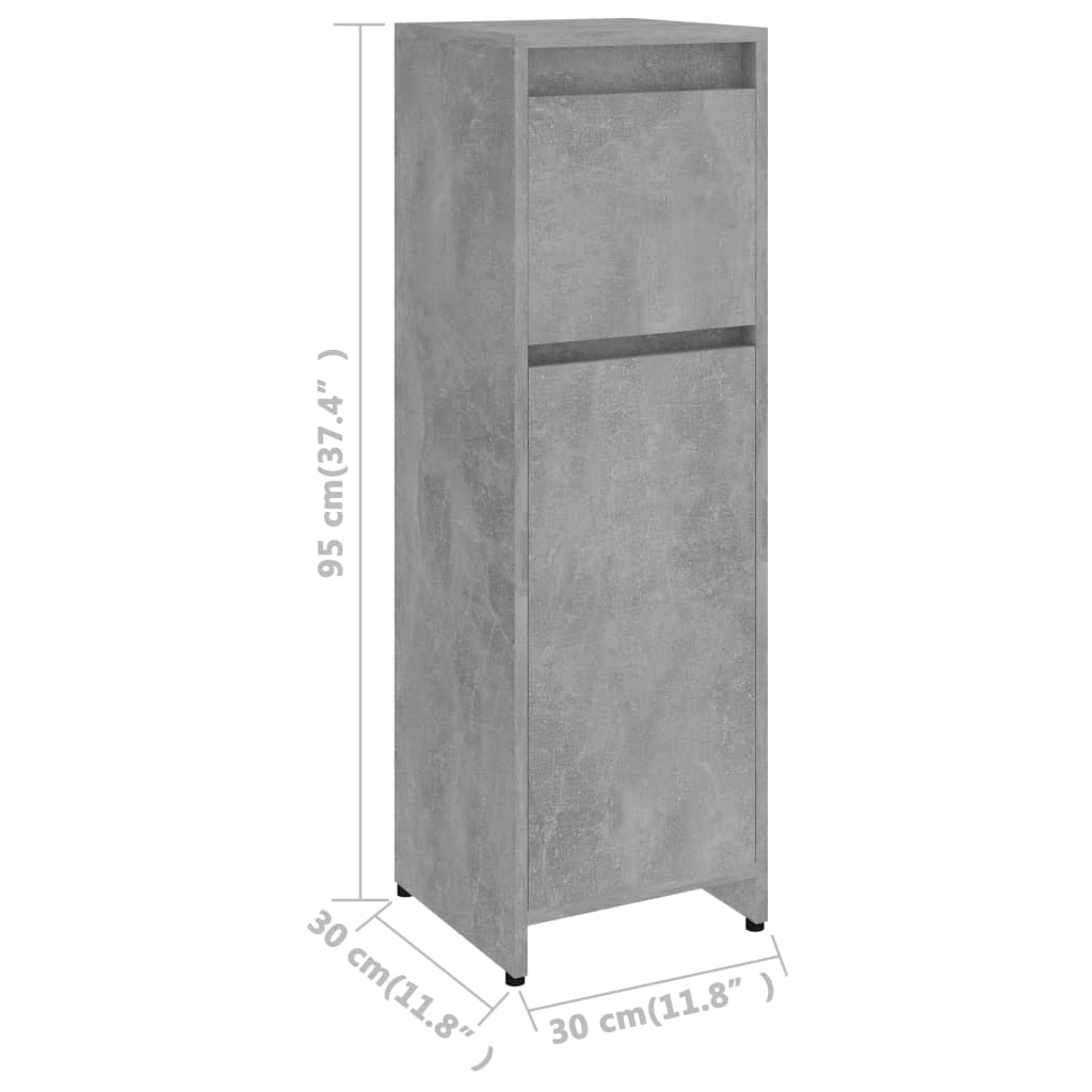 Bathroom cabinet, concrete grey, 30 x 30 x 95 cm, PAL