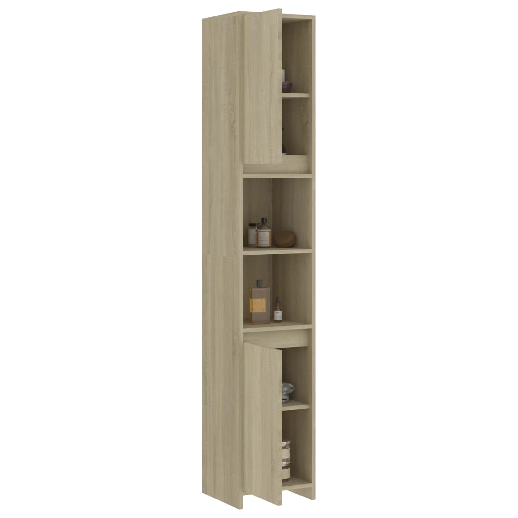 Dulap de baie, stejar sonoma, 30x30x183,5 cm, lemn prelucrat