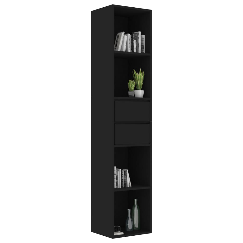 Bookcase, black, 36 x 30 x 171 cm, chipboard