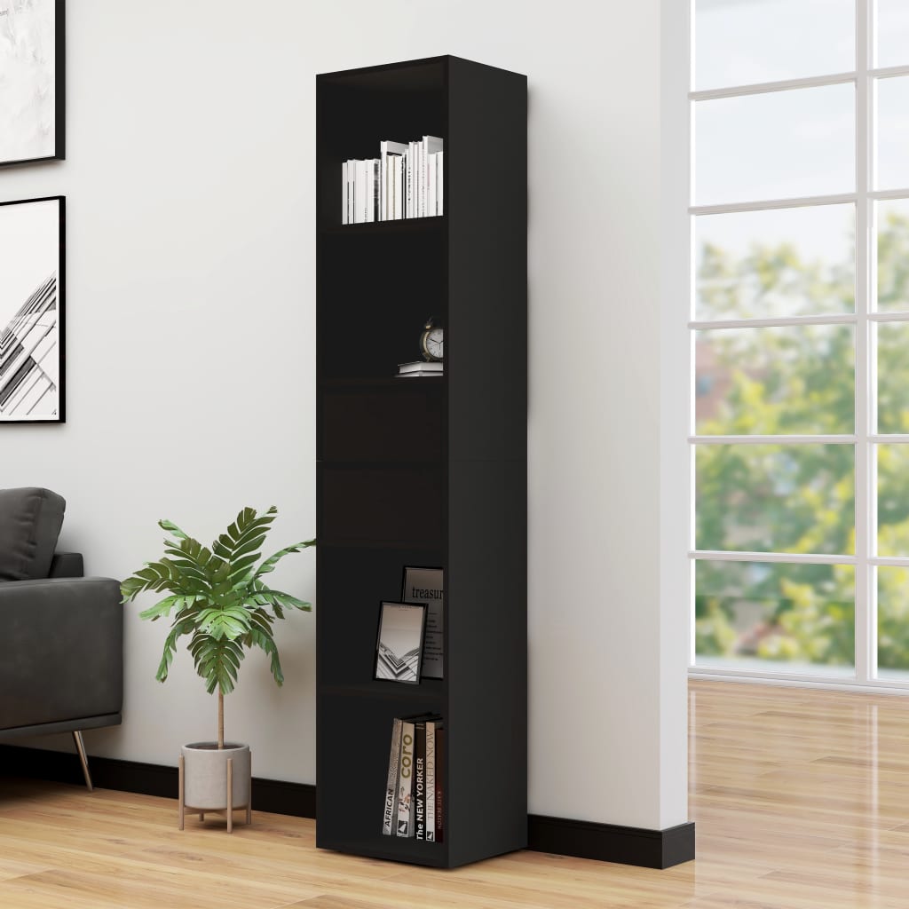 Bookcase, black, 36 x 30 x 171 cm, chipboard