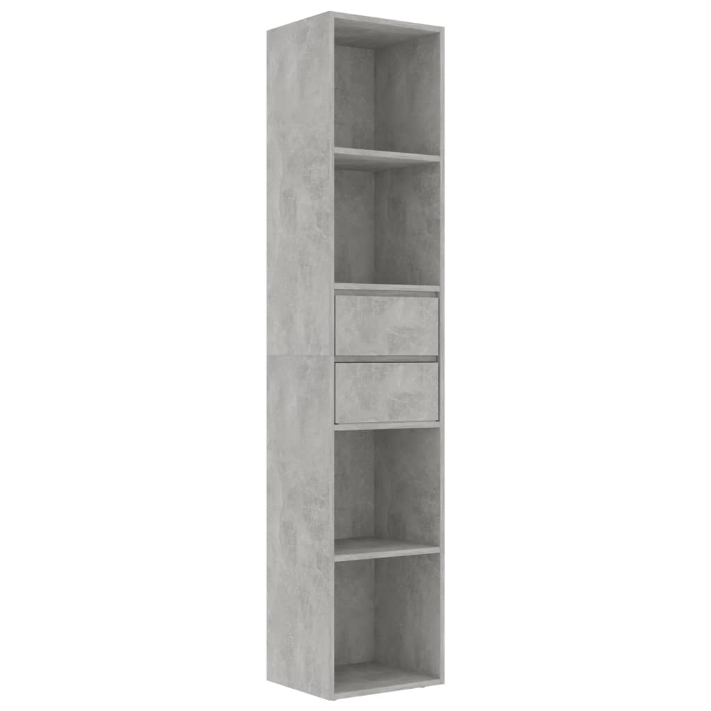 Bibliotecă, gri beton, 36x30x171 cm, lemn prelucrat