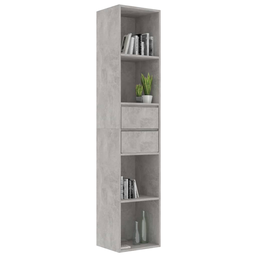 Bibliotecă, gri beton, 36x30x171 cm, lemn prelucrat