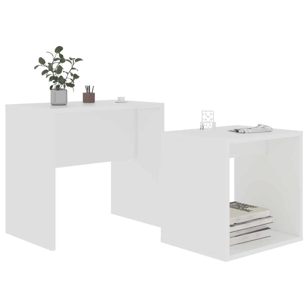 Set of coffee tables, white, 48x30x45 cm, chipboard