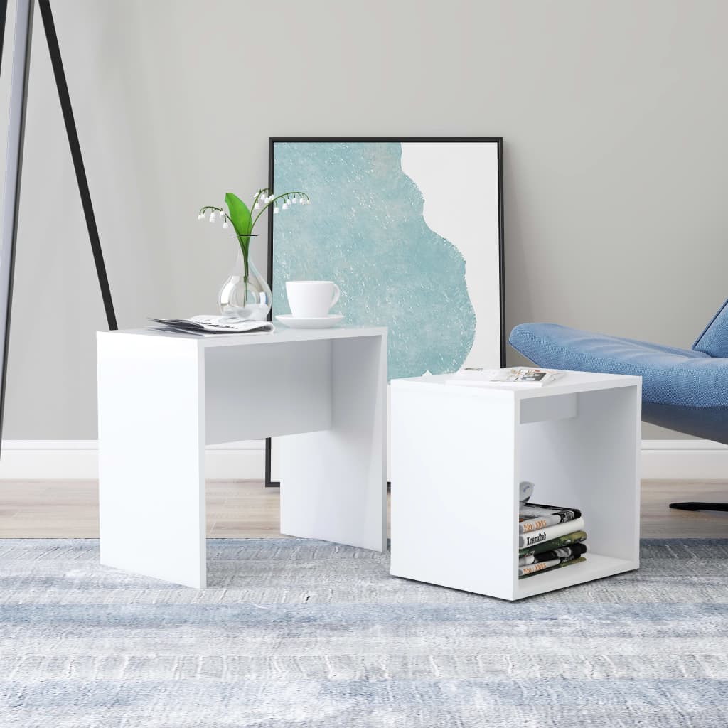 Set of coffee tables, white, 48x30x45 cm, chipboard