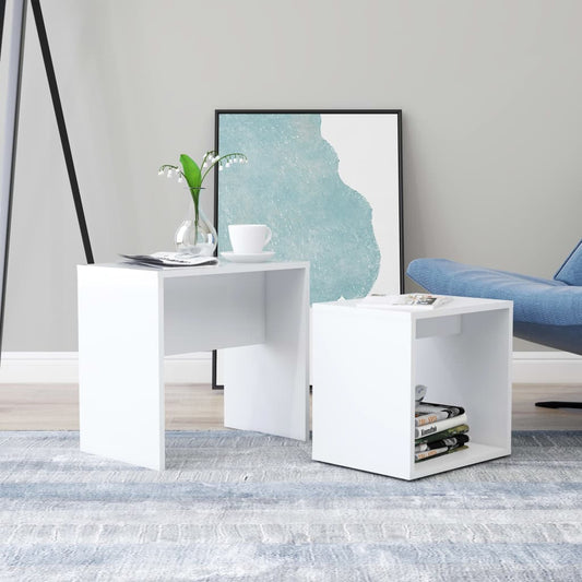 Set of coffee tables, white, 48x30x45 cm, chipboard