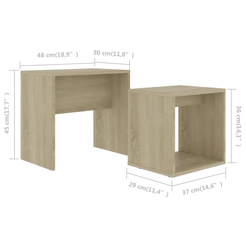 Set măsuțe de cafea, stejar Sonoma, 48x30x45 cm, lemn prelucrat