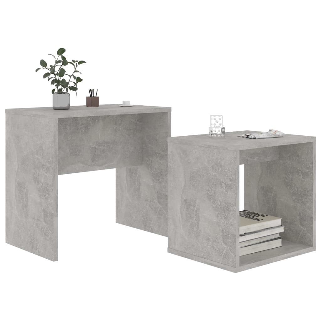 Set măsuțe de cafea, gri beton, 48x30x45 cm, lemn prelucrat