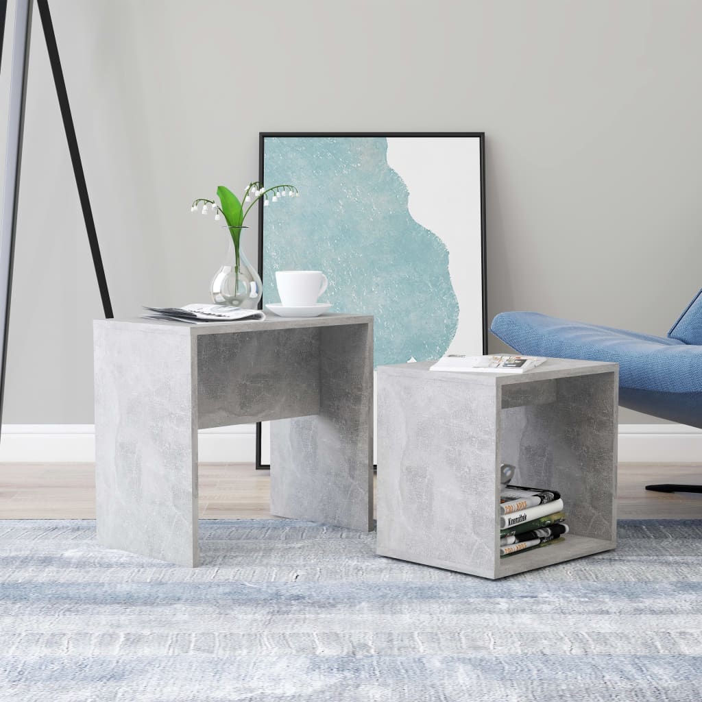 Set măsuțe de cafea, gri beton, 48x30x45 cm, lemn prelucrat