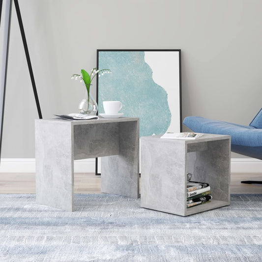 Set of coffee tables, concrete grey, 48 x 30 x 45 cm, chipboard