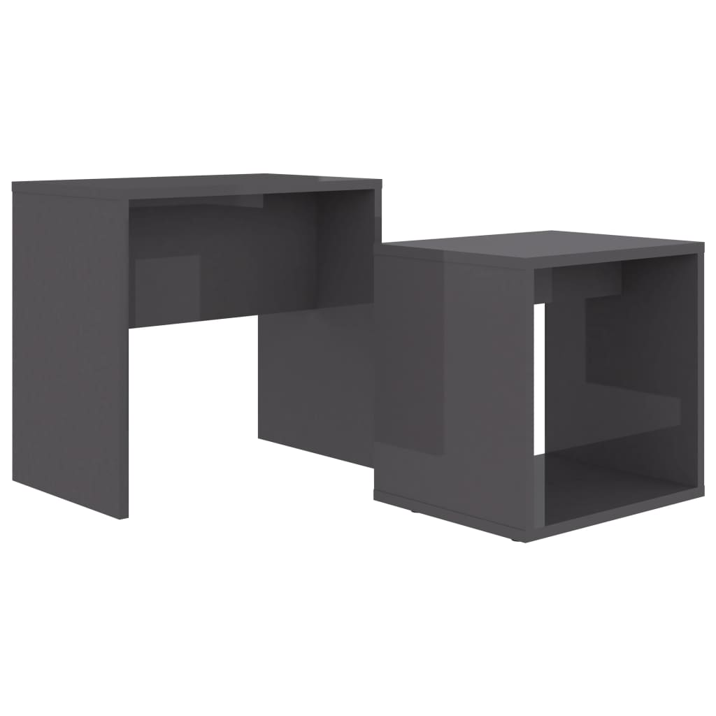 Set măsuțe de cafea gri extralucios 48x30x45 cm lemn prelucrat