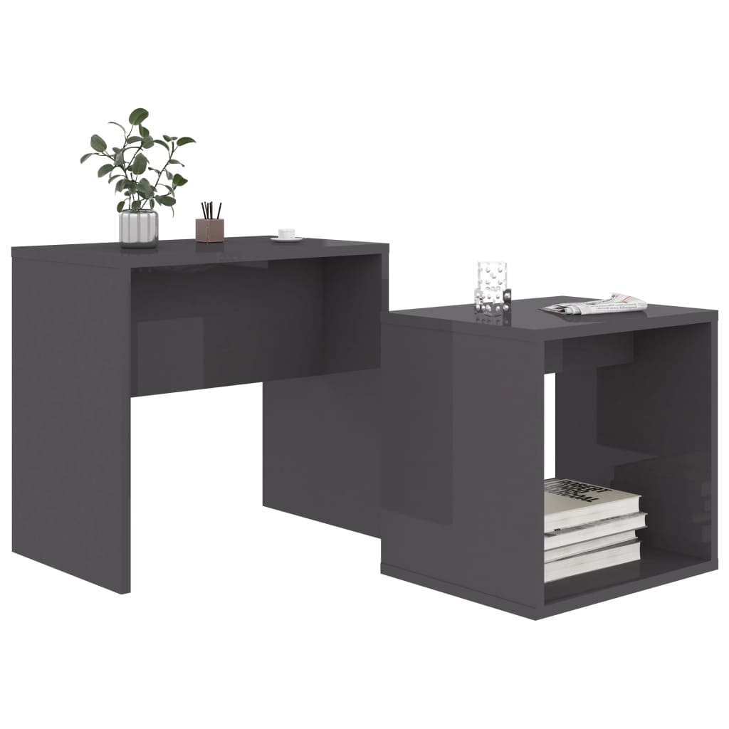 Set măsuțe de cafea gri extralucios 48x30x45 cm lemn prelucrat