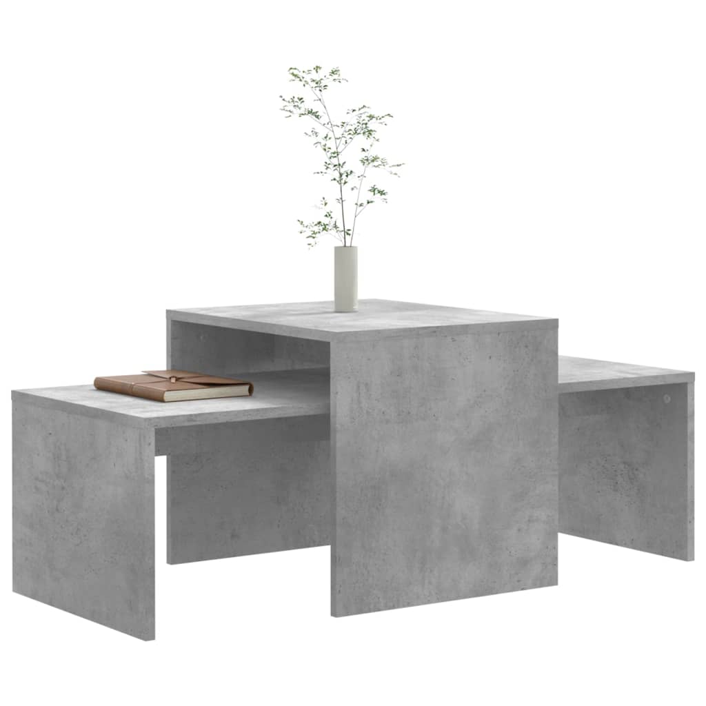 Set măsuțe de cafea, gri beton, 100x48x40 cm, lemn prelucrat
