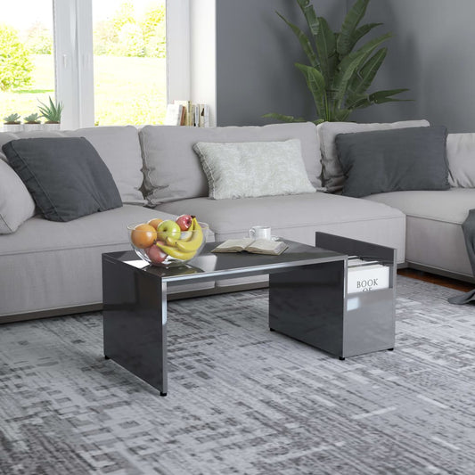 Coffee table, glossy grey, 90 x 45 x 35 cm, chipboard