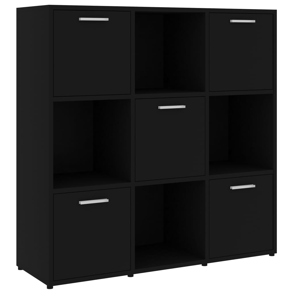 Bibliotecă, negru, 90x30x90 cm, lemn prelucrat