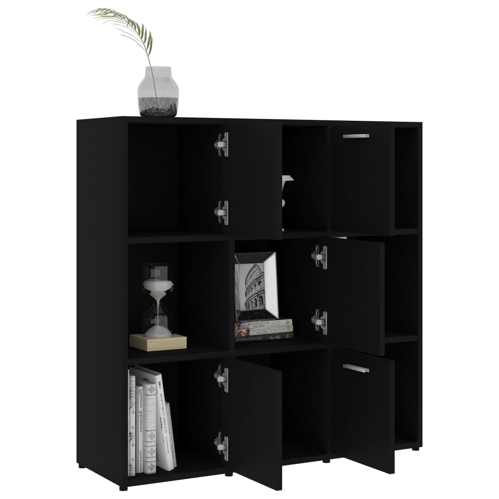Bibliotecă, negru, 90x30x90 cm, lemn prelucrat