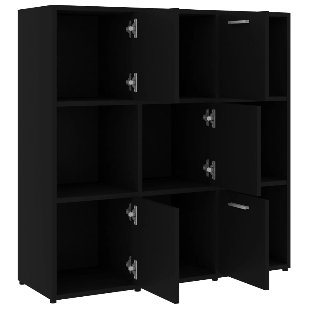 Bibliotecă, negru, 90x30x90 cm, lemn prelucrat