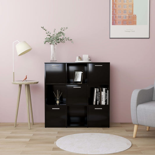 Bibliotecă, negru, 90x30x90 cm, lemn prelucrat