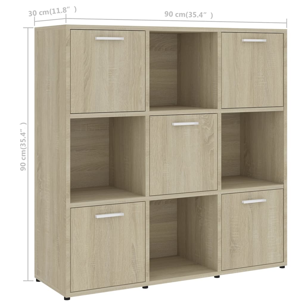Bookcase, Sonoma oak, 90 x 30 x 90 cm, chipboard