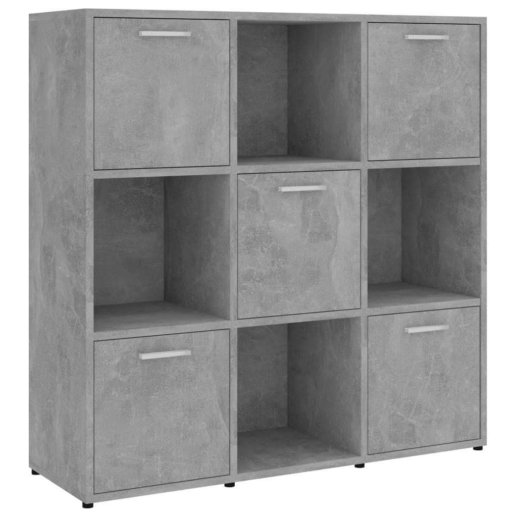 Bibliotecă, gri beton, 90 x 30 x 90 cm, lemn prelucrat