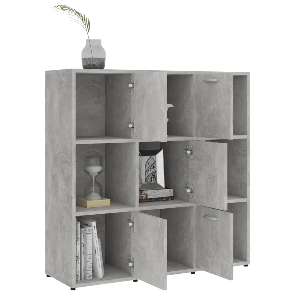 Bibliotecă, gri beton, 90 x 30 x 90 cm, lemn prelucrat