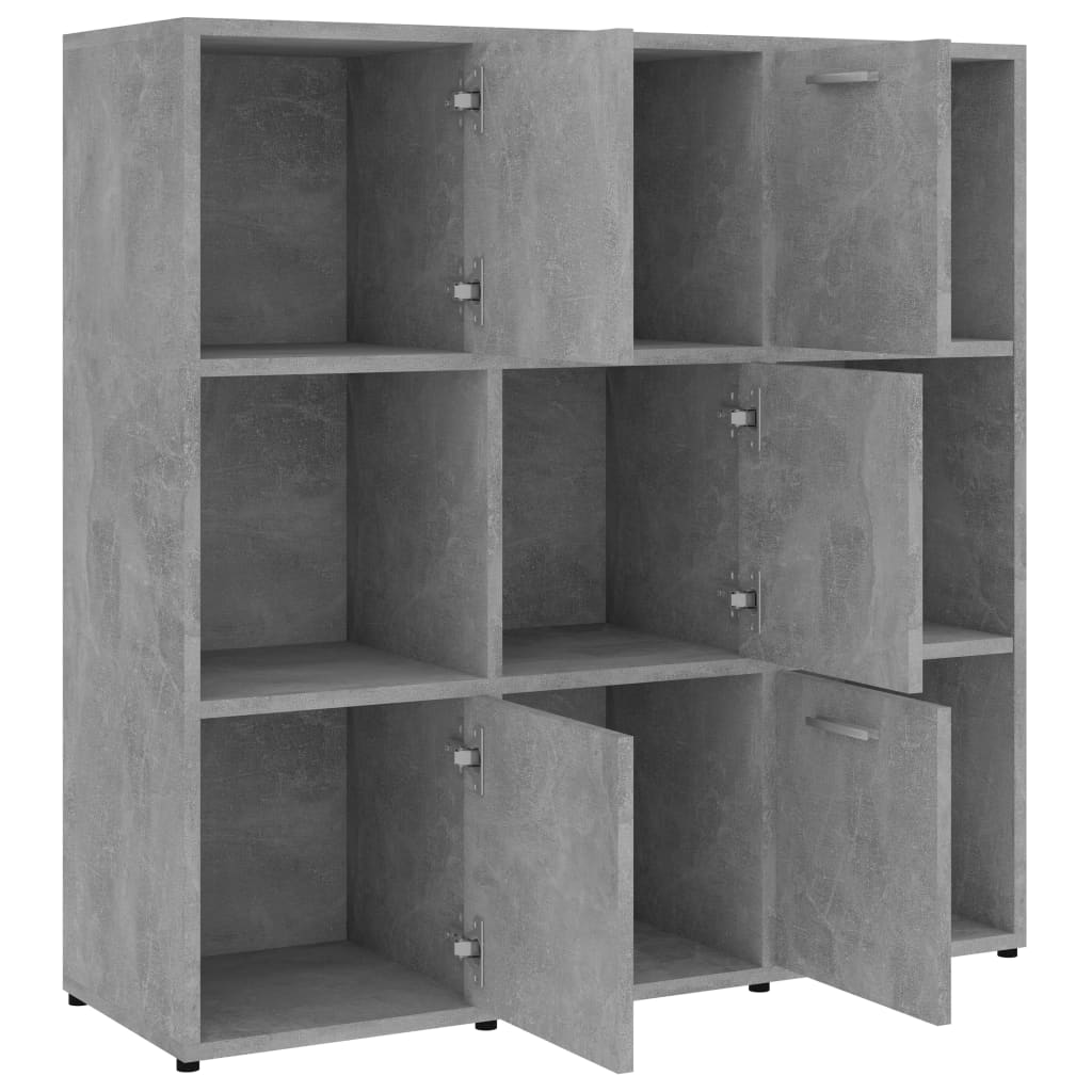 Bibliotecă, gri beton, 90 x 30 x 90 cm, lemn prelucrat