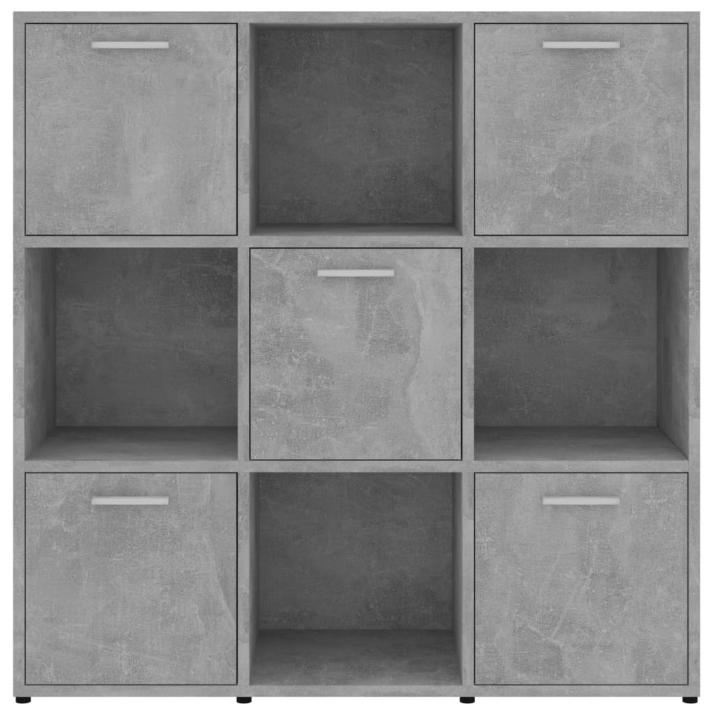 Bibliotecă, gri beton, 90 x 30 x 90 cm, lemn prelucrat