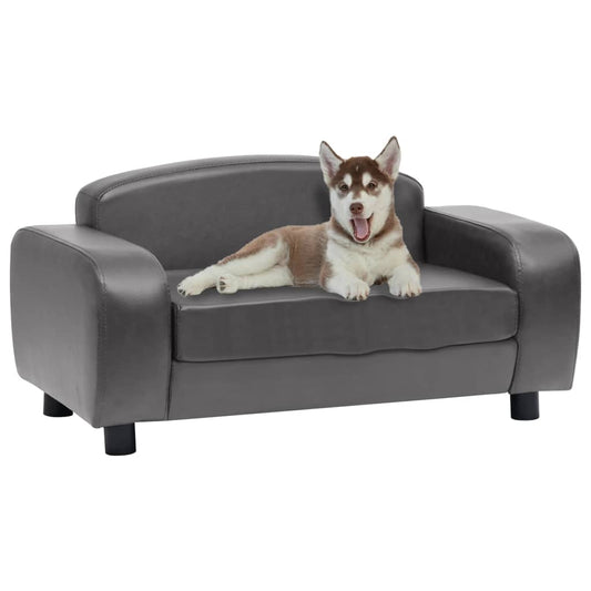 Sofa for dogs, gray, 80 x 50 x 40 cm, ecological leather